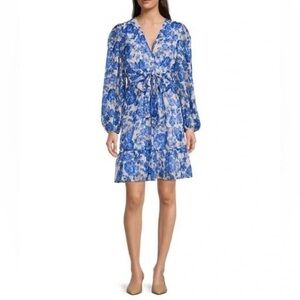 Alex Marie Blue and White Floral Cocktail Dress